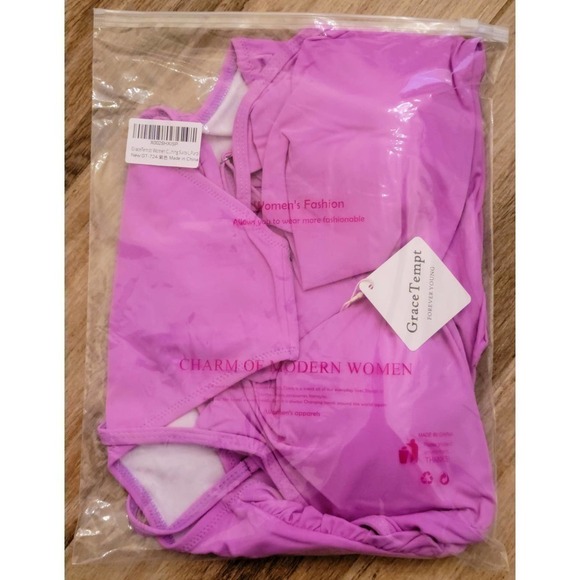 Grace Tempt Purple High Waisted Bikini Padded Bra 2 Pc Large NWT - Picture 8 of 9